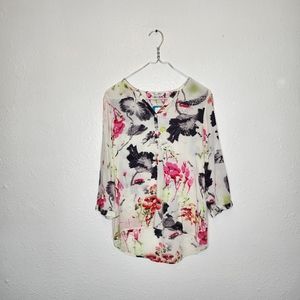 Gipsy Floral High-low 3/4 Sleeve Tunic Blouse Size M NWT